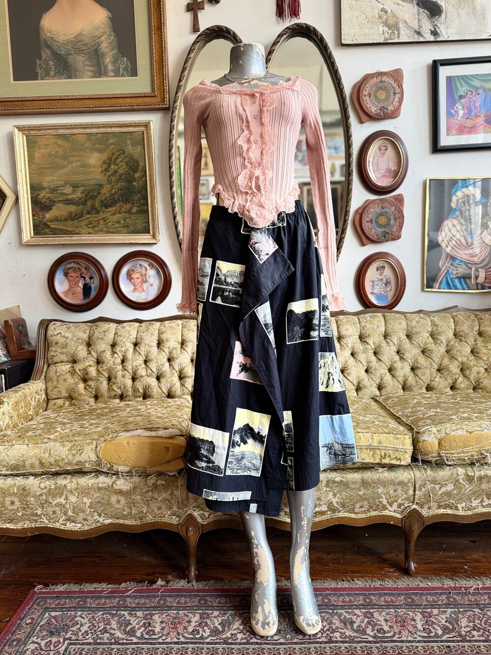 2019 Cédric Charlier Blue Photo Print Maxi Shirt Size L